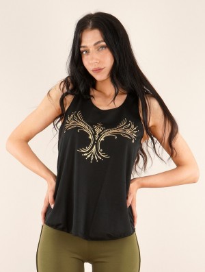 Toonzshop Vinga Printed Tank Top Tanktop Damen Schwarz Gold | 3916LWXDJ