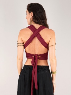 Toonzshop Wakiza Infinity Crop Top Bra BHs Damen Wine | 0695XNFGO