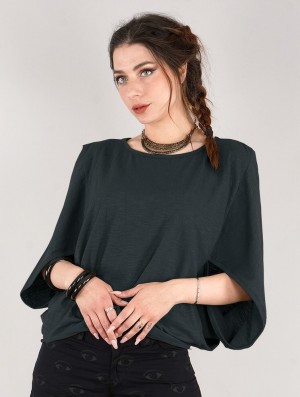 Toonzshop Wala Batwing Sleeve Oversize Top Oberteile Damen Schwarz | 0574TZLAY
