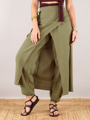 Toonzshop Wanda Harem Skirt Pants Rock Damen Olivgrün Grün | 2176USIBX