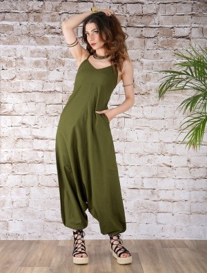 Toonzshop Yahnaa Harem Pant Overalls Hose Damen Olivgrün Grün | 3502WIBKQ