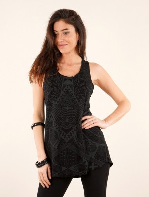 Toonzshop Yavana Africa Printed Racerback Tank Top Tanktop Damen Schwarz | 9140GRDOM