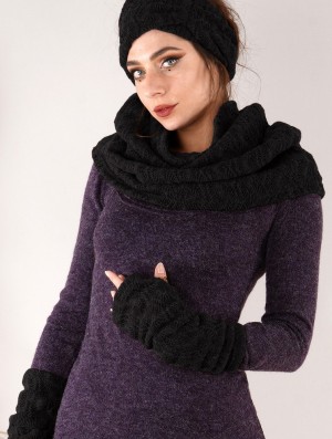 Toonzshop Yüm Crochet Arm Warmers Fingerless gloves-legwarmers Damen Schwarz | 2567UBEVI