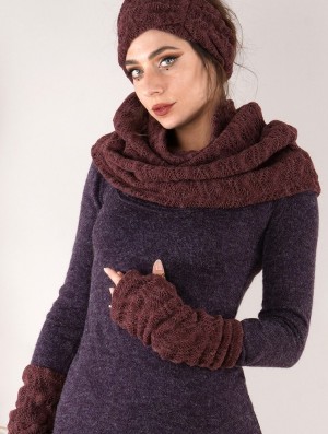 Toonzshop Yüm Crochet Arm Warmers Fingerless gloves-legwarmers Damen Wine | 5238SQACM