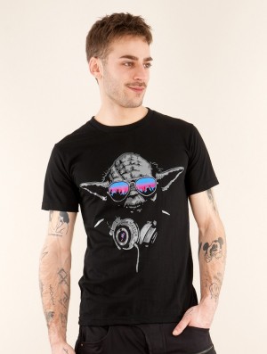 Toonzshop Yoda Master Printed Short Sleeve T-shirt T-Shirt Herren Schwarz | 9701MBHVS
