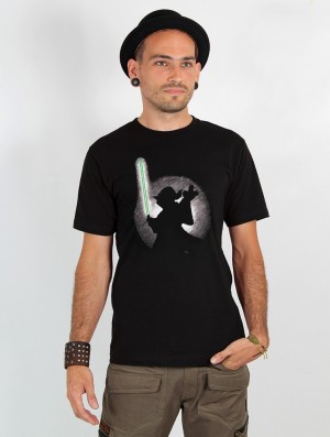 Toonzshop Yoda Shadow Printed Short Sleeve T-shirt T-Shirt Herren Schwarz | 1690PSJCR