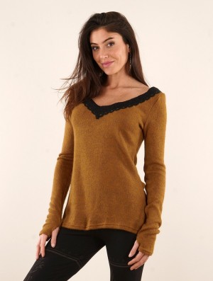 Toonzshop Ysälys Reversible Crochet-neck Sweater Pullover Damen Rusty | 0413HYIDZ