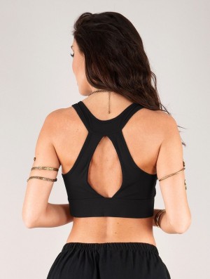 Toonzshop Zohra Crop Top Bra BHs Damen Schwarz | 8506ZJQEF