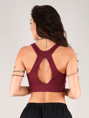 Toonzshop Zohra Crop Top Bra BHs Damen Wine | 1852SEDAC